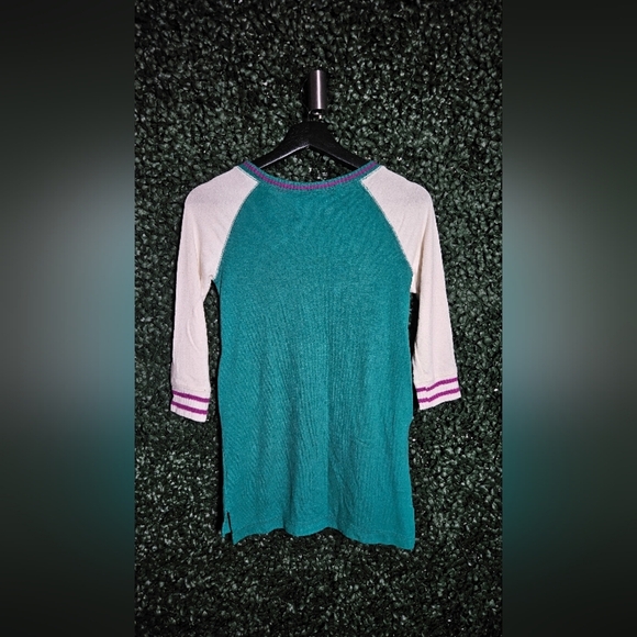 Old Navy Teal and Cream Kids Raglan Dress - Picture 3 of 4
